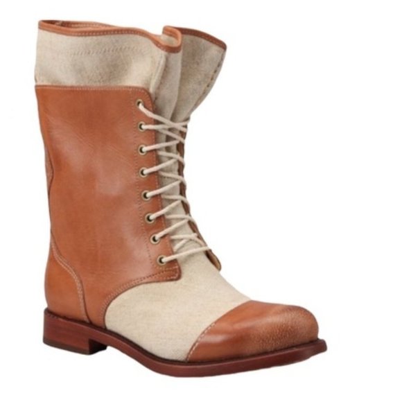 Timberland Shoes - Timberland Women’s Size 7 Lucille Lace Up Fold Tan Leather Canvas Boots